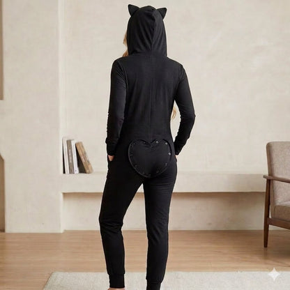 Black Cat Women’s Bamboo Zippy with Detachable Heart Shaped Butt Flap