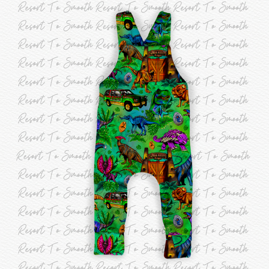 Dino Bamboo Overalls Dungarees WITH ZIPPER