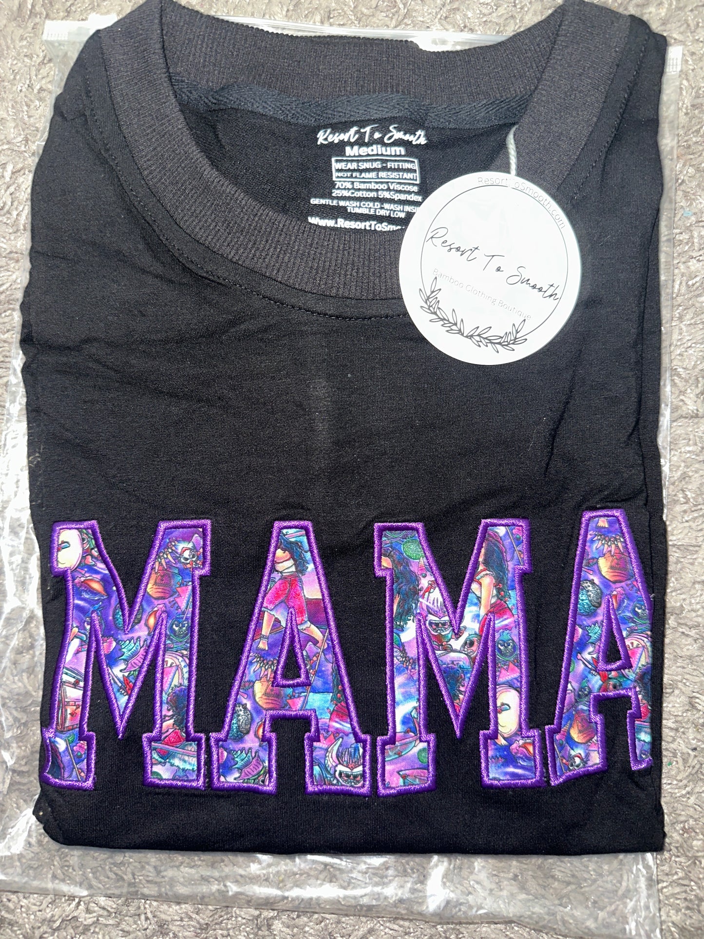 “MAMA” Embroidered French Terry Bamboo Sweatshirt