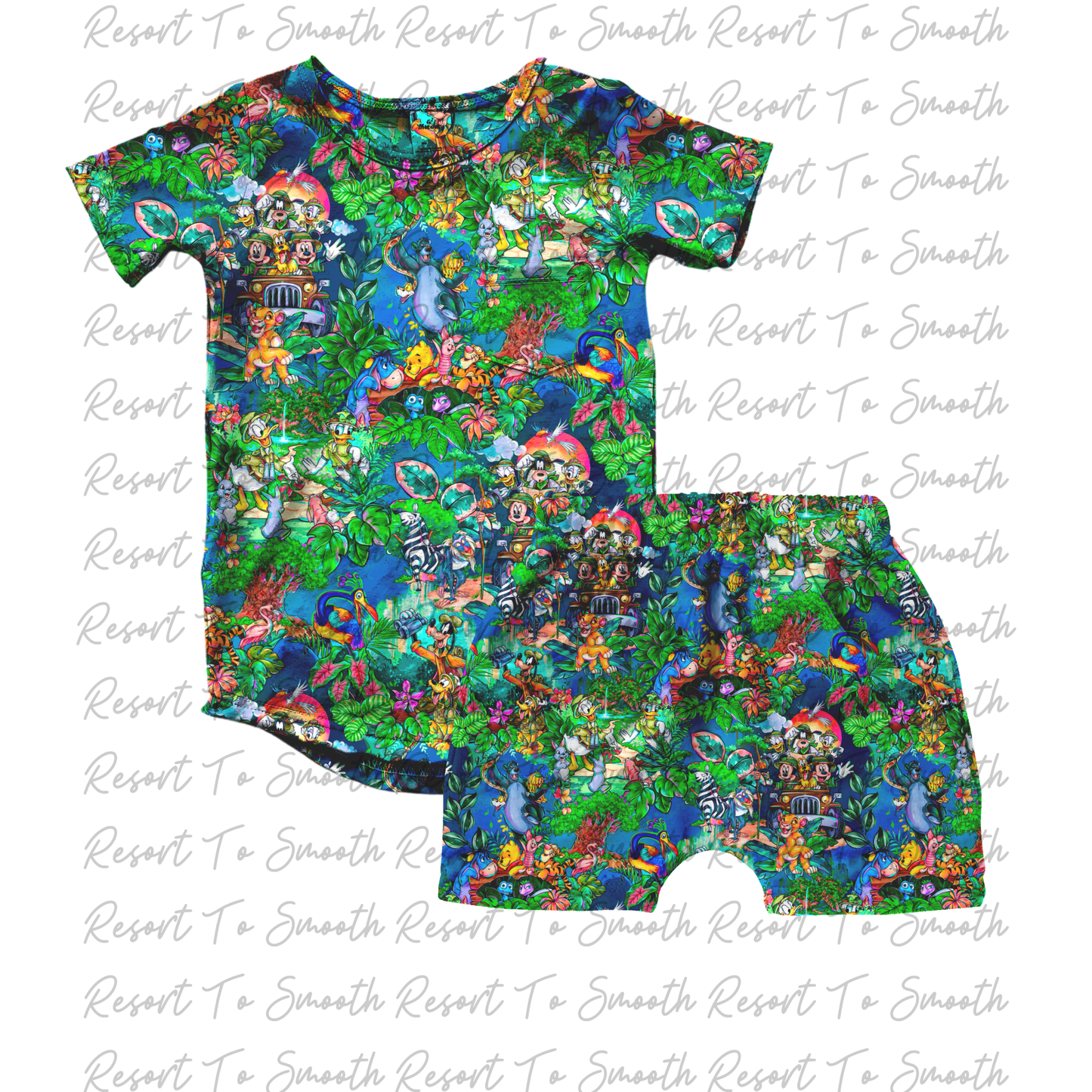 Short Sleeve Pocket Tee With Daywear Shorts Set Pattern4