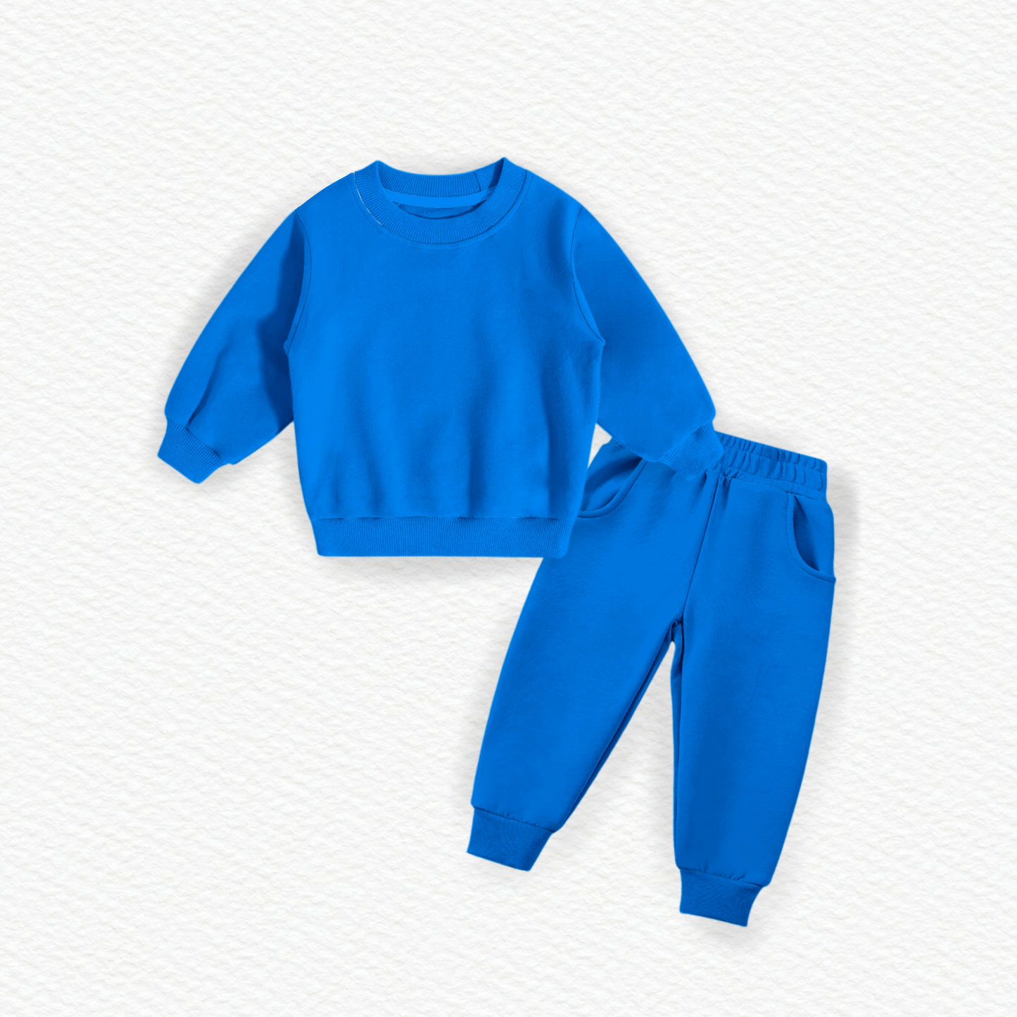 Blue Crew Neck Jogger Set Terry Bamboo