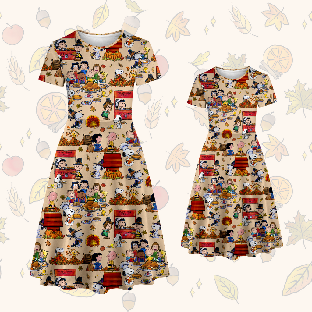 Vibrant Snoopy Plymouth Pilgrims Girls Bamboo Dress