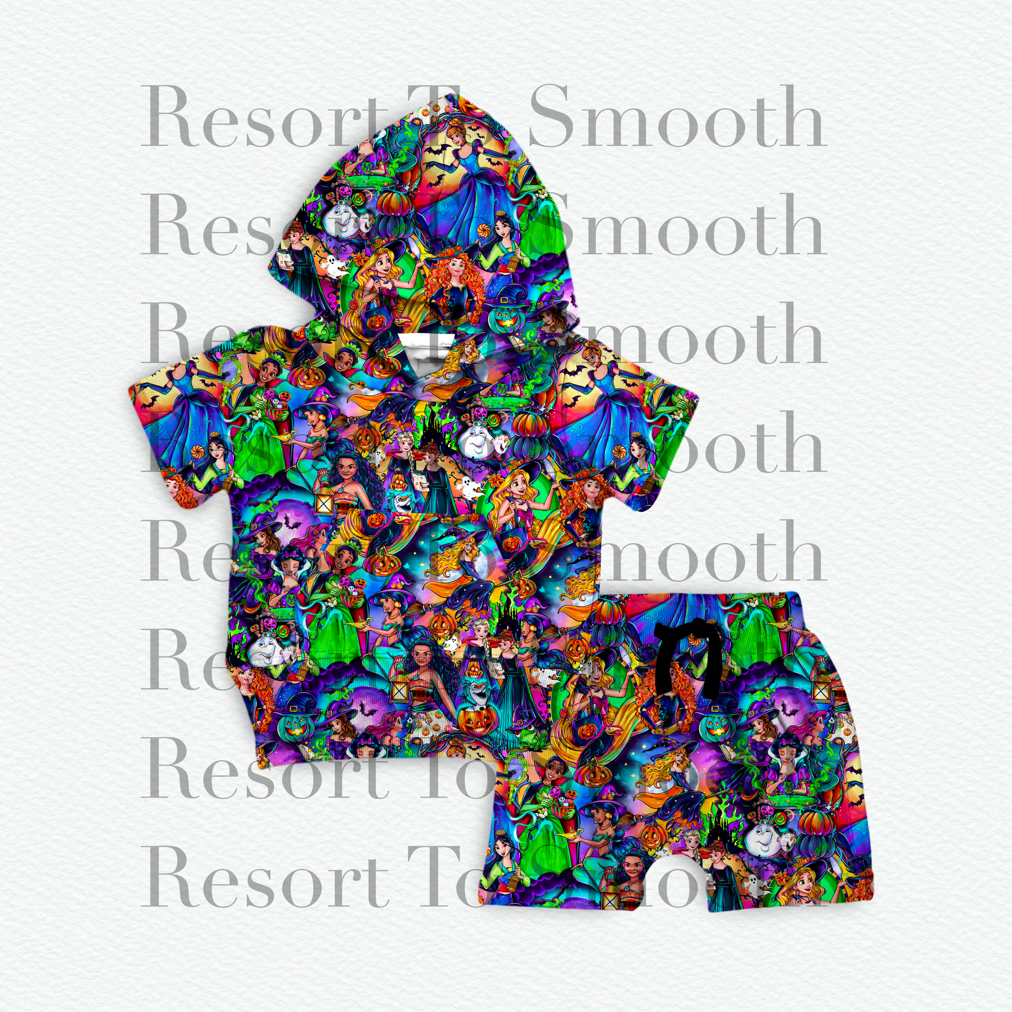 Spooky Princesses French Terry Bamboo Hooded Short Sleeve Jogger Set