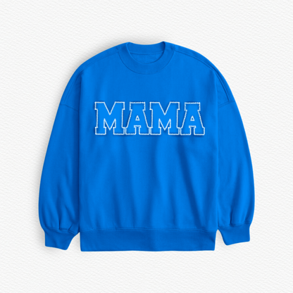 BLUE “MAMA” Embroidered Terry Bamboo Crewneck Shirt
