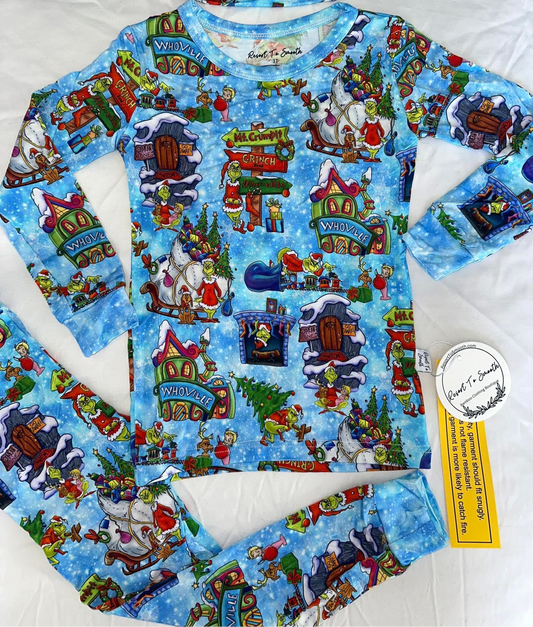 Grinch Favorite Long Sleeve Pants Bamboo Set ( TRUE TO SIZE WITH LOOSE FIT )