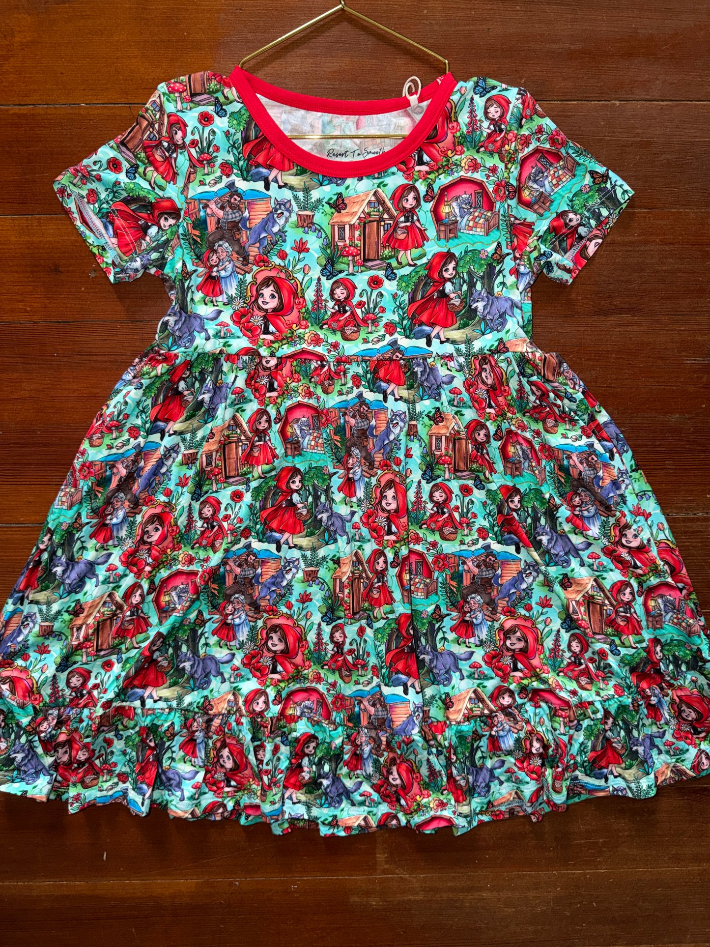 “Little Red” Short Sleeve Bamboo Twirl Dress