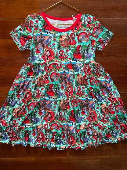 “Little Red” Short Sleeve Bamboo Twirl Dress