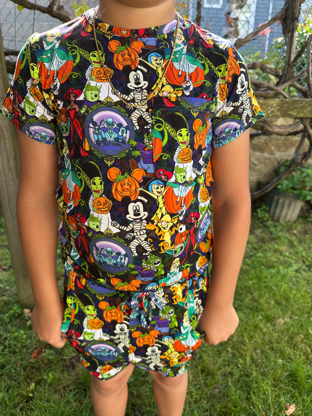 Monster Mash Short Sleeve Pocket Tee With Daywear Shorts Set