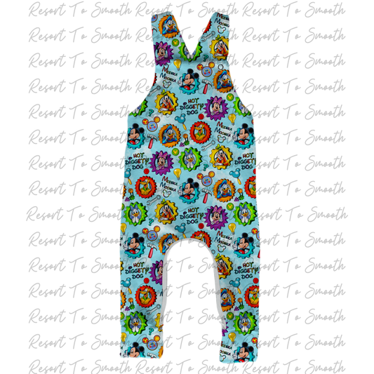 overalls with zipper bamboo pattern1