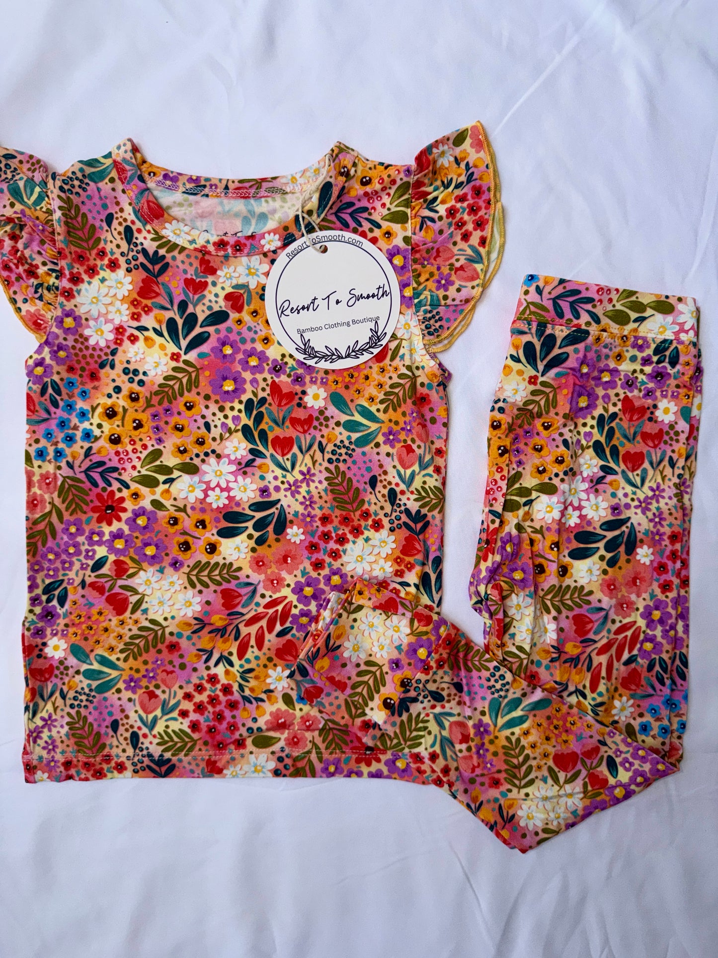 Autumn Floral Bamboo Short Sleeve Pant Set *NO CODES *