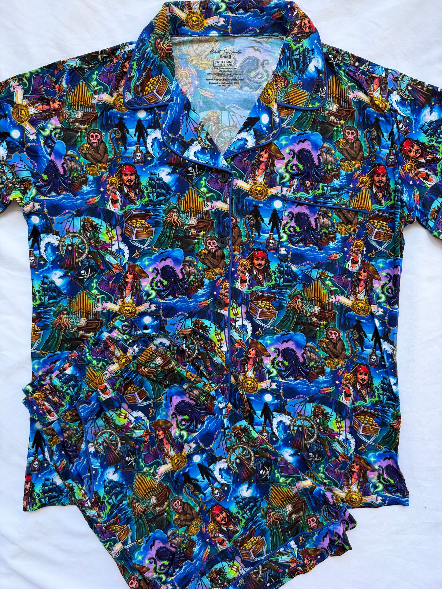Pirates Formal Button Down Bamboo Sleep Set