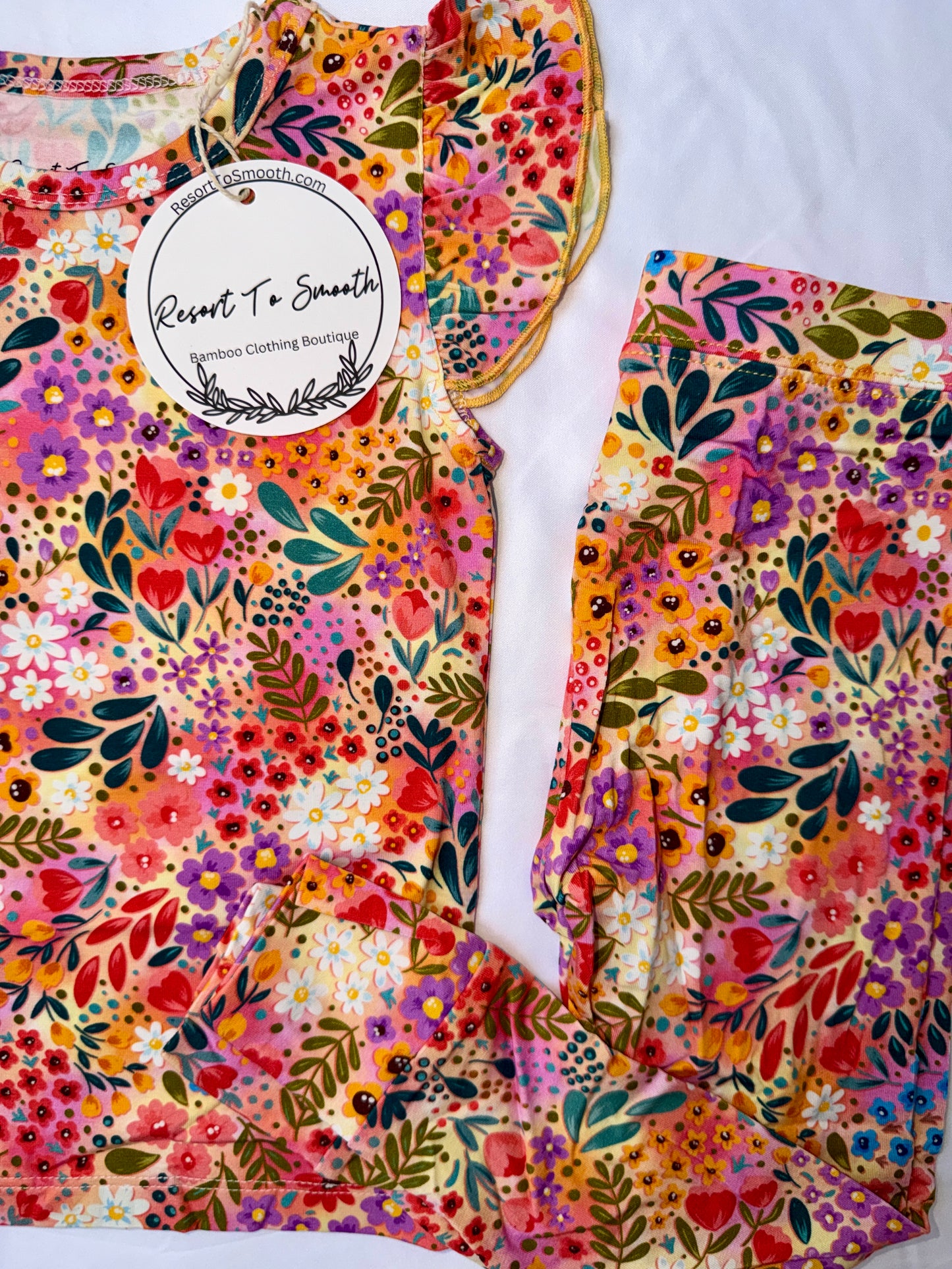 Autumn Floral Bamboo Short Sleeve Pant Set *NO CODES *