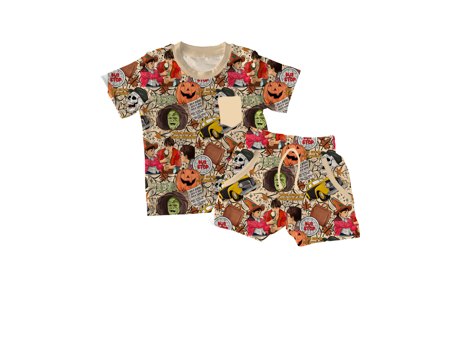 Halloweentown Short Sleeve Pocket Tee With Daywear Shorts Set