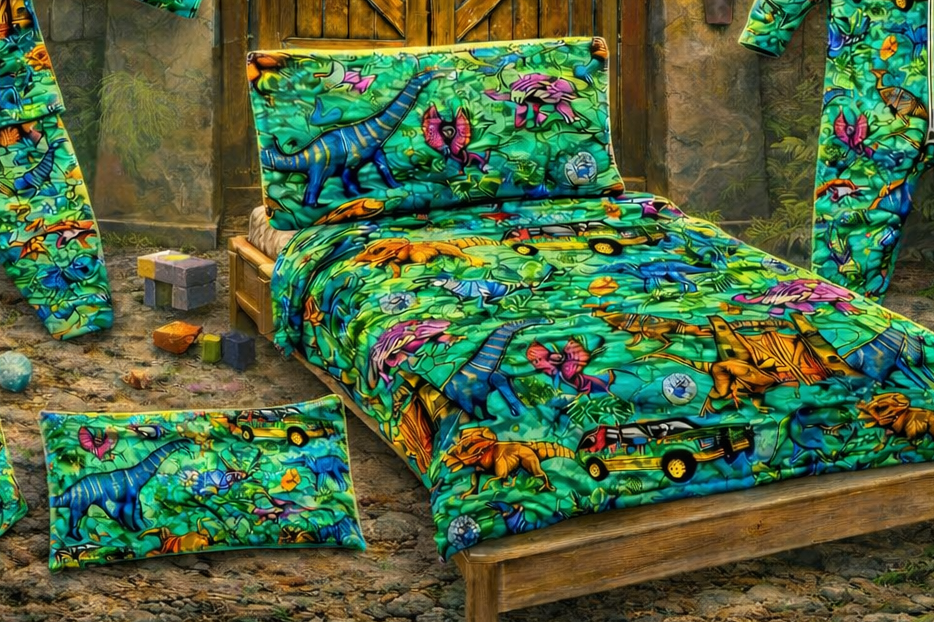 Dino twin / full bedding bundle ( 4 piece total )