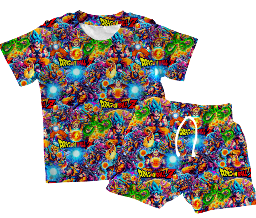 PREORDER DBZ Short Sleeve Pocket Tee With Daywear Shorts Set