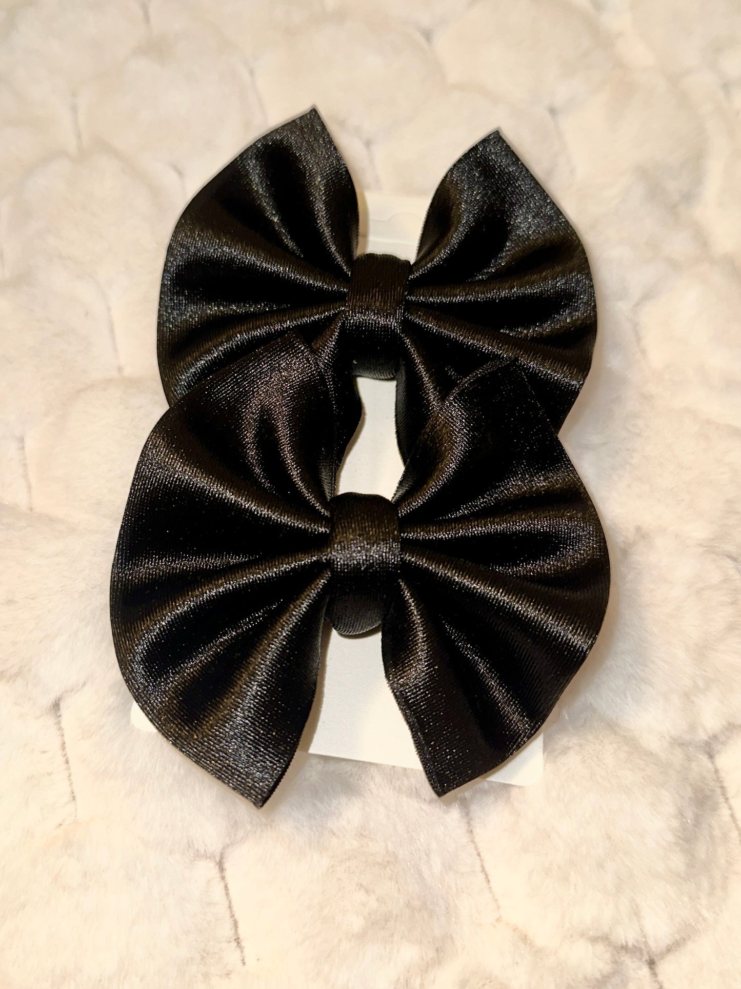 Black Satin Piggie 3” Bow Set