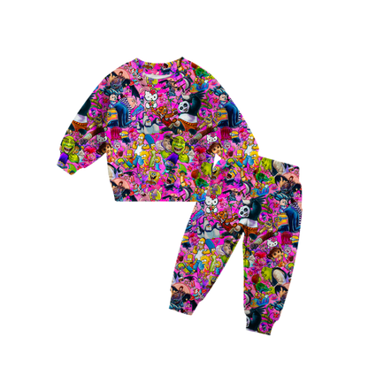 Pink Duo Crew Neck Jogger Set French Terry Bamboo (LOOSE FIT)