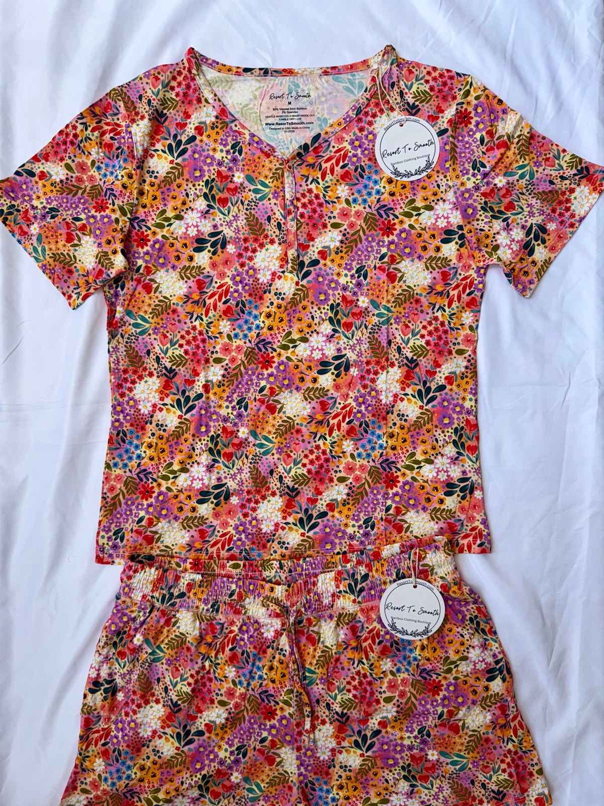 Autumn Floral Bamboo Women’s Short Sleeve With Short Set *NO CODES *