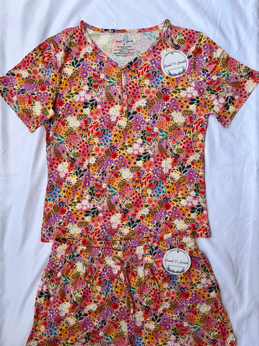 Autumn Floral Bamboo Women’s Short Sleeve With Short Set *NO CODES *