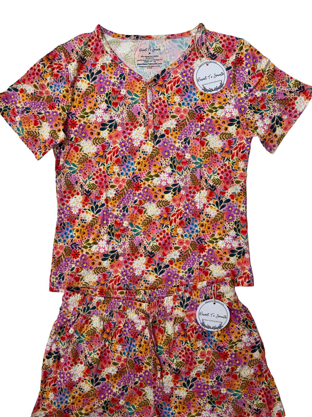 Autumn Floral Bamboo Women’s Short Sleeve With Short Set *NO CODES *