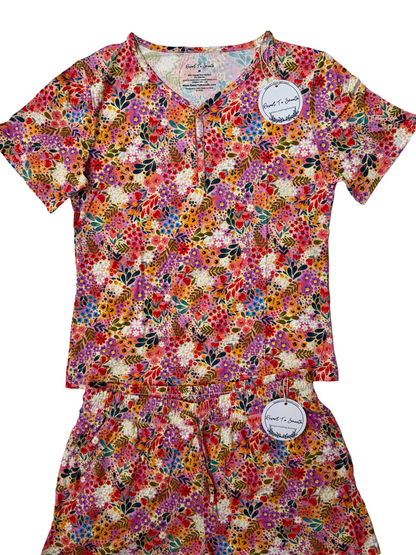 Autumn Floral Bamboo Women’s Short Sleeve With Short Set *NO CODES *