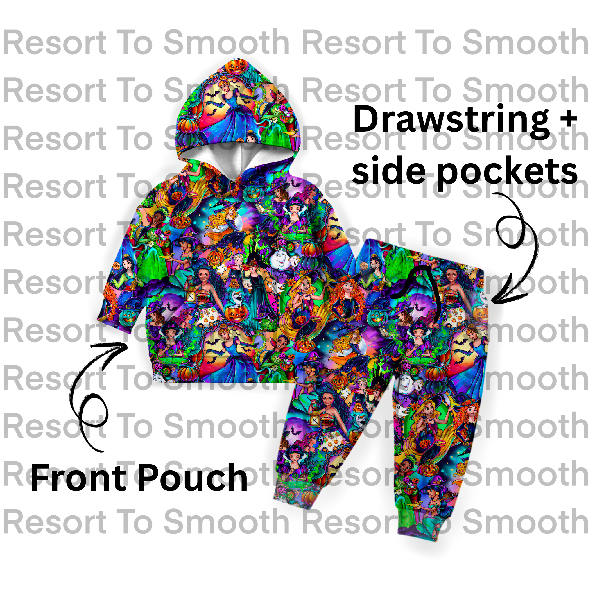 Spooky Princess French Terry Bamboo Hooded Jogger Set