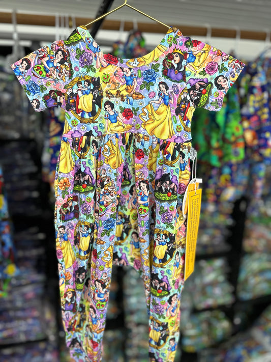 ‘Snow White” Short Sleeve Bubble Romper Bamboo