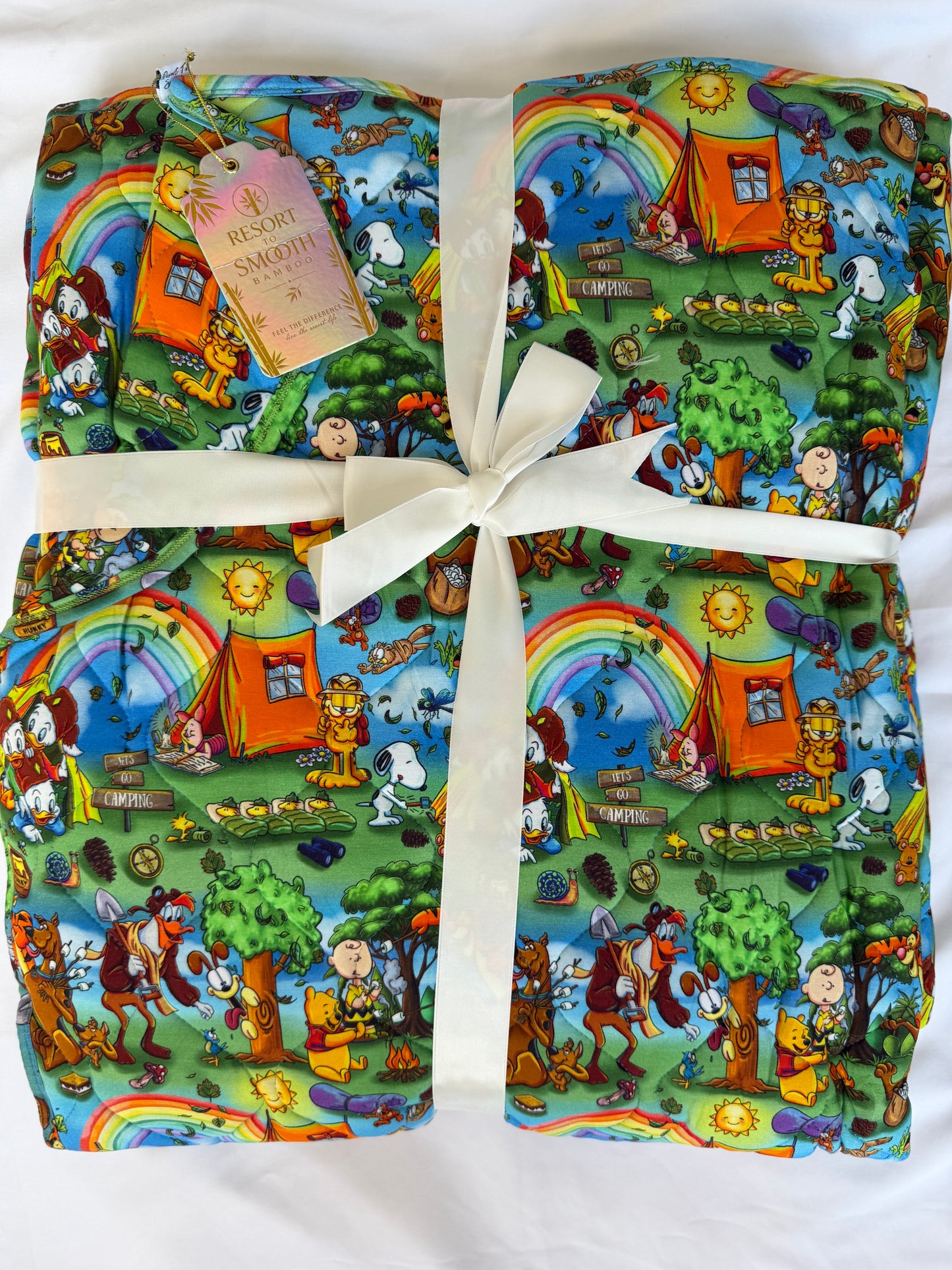 “ Camping ” 80x60” Triple Layered QUILTED Bamboo Blanket