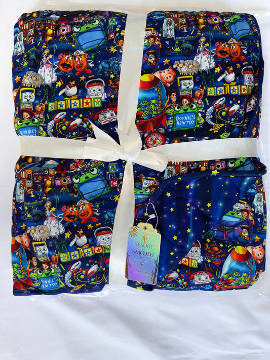 “ Toys ” 80x60” Triple Layered QUILTED Bamboo Blanket