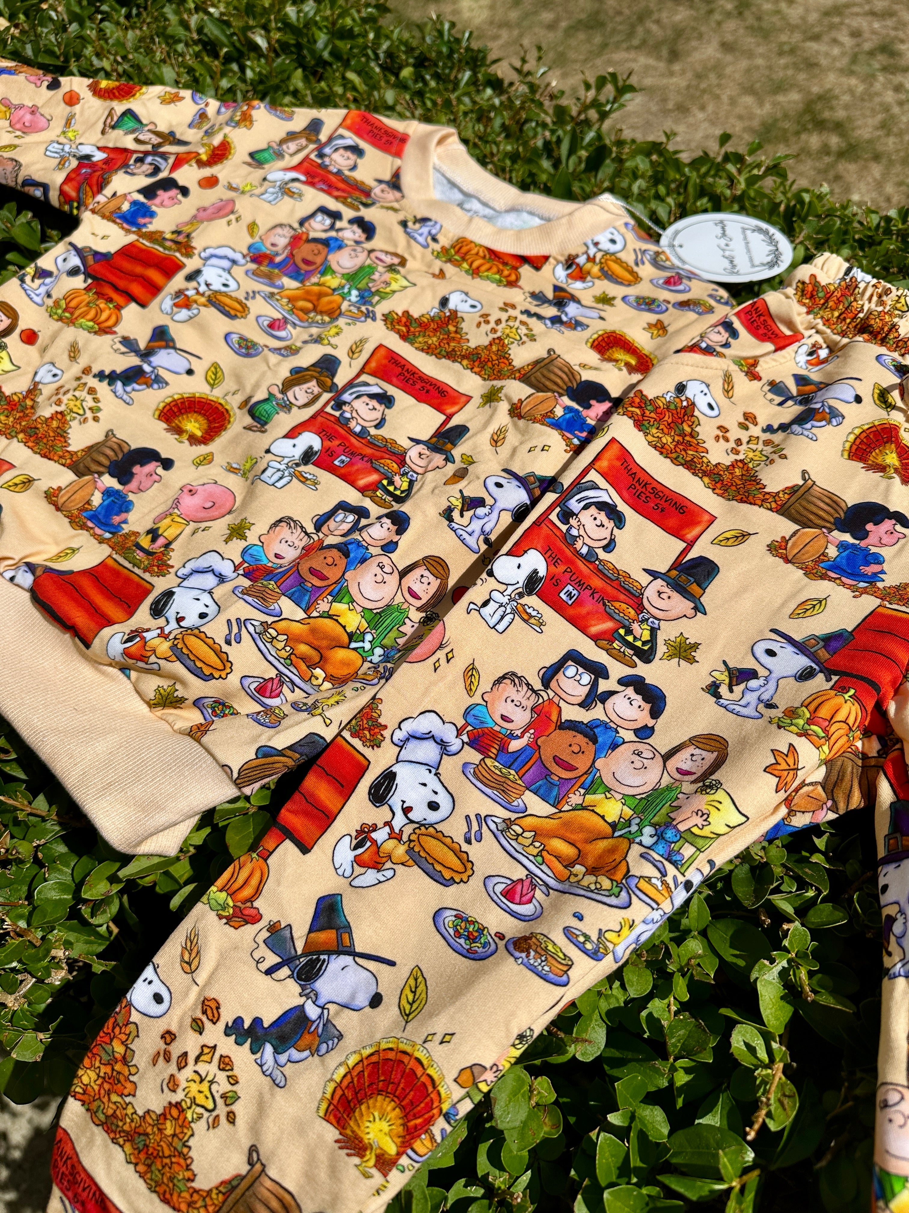 Vibrant Snoopy Plymouth Pilgrims Crew Neck Jogger Set French Terry Bamboo (LOOSE FIT)
