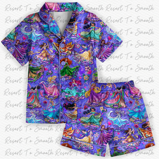 “ Dancing Princesses ” Kids formal button down Bamboo sleep set