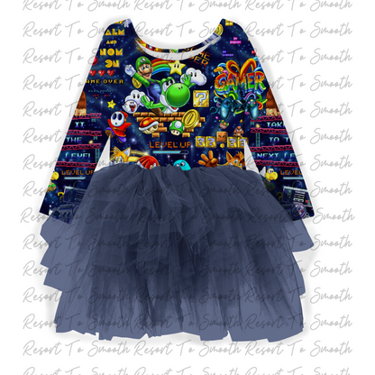 LEVEL UP MASH UP TULLE Bamboo Long Sleeve Dress