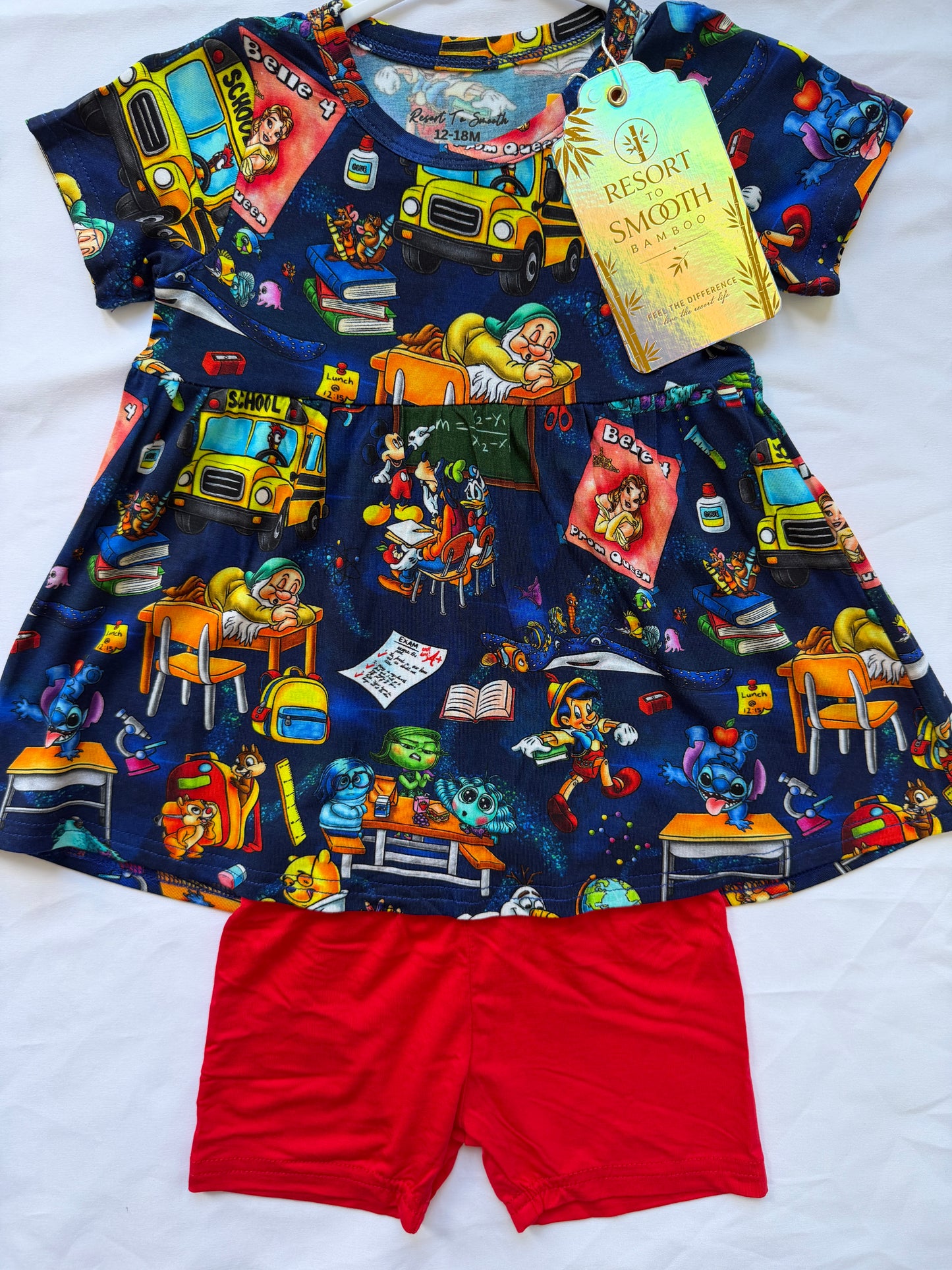 Back To School Short Sleeve Bamboo Peplum Set