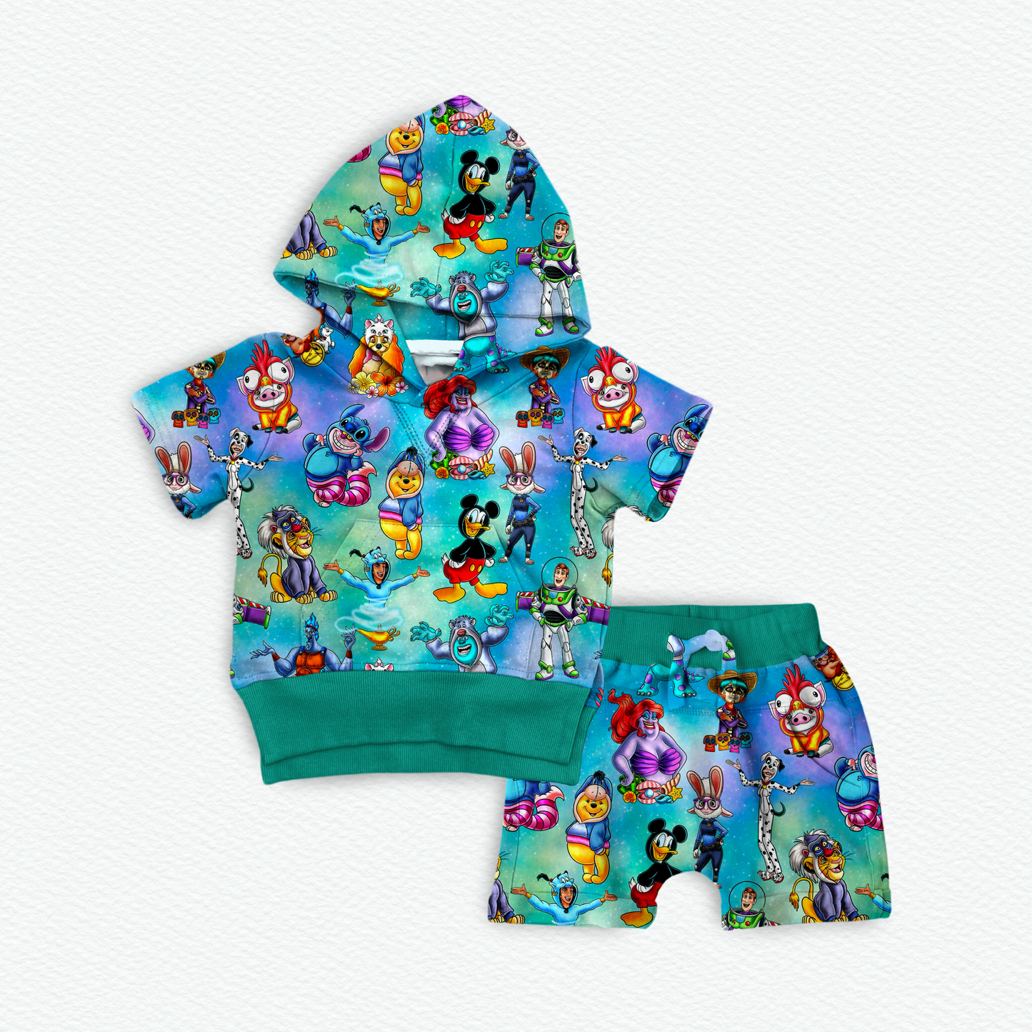 Costume French Terry Bamboo Short Sleeve Hoodie With Daywear Short Set