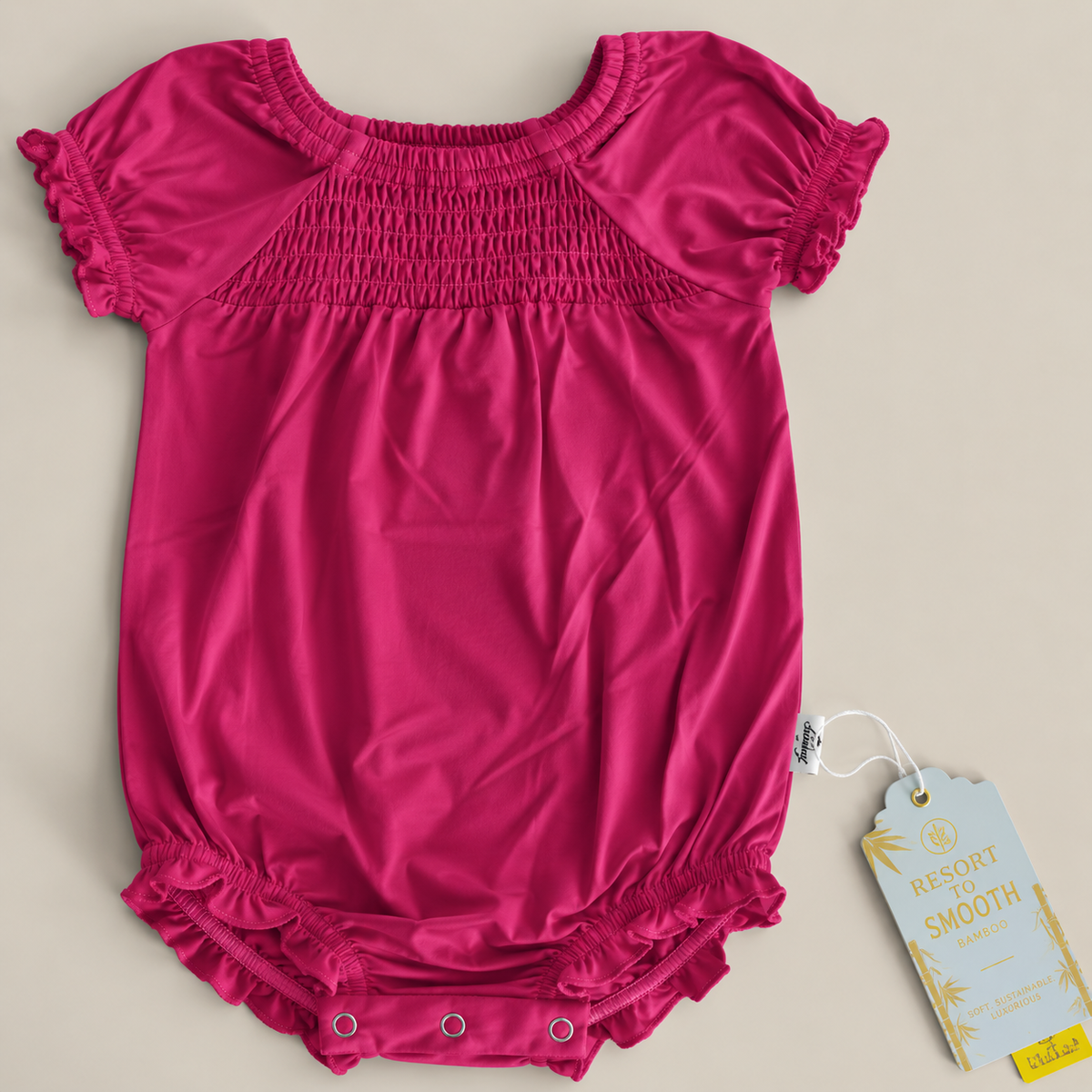 Smocked Pink Bubble Bamboo Onepiece