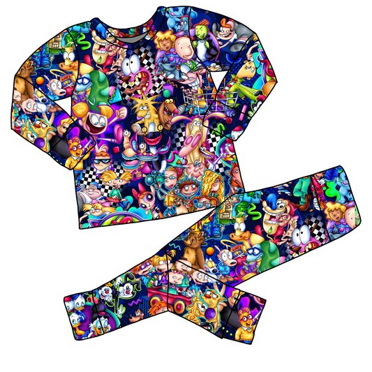 “ 90’s Cartoon Studio “ Bamboo Long Sleeve Pant Set