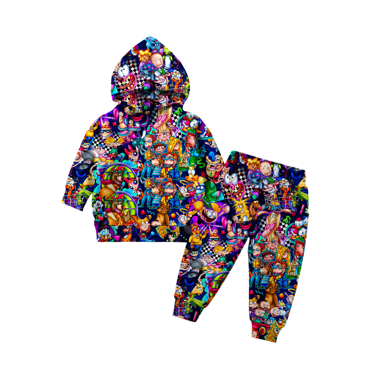 “ 90’s Cartoon Studio “ French Terry Bamboo Long Sleeve Hoodie Jogger Set