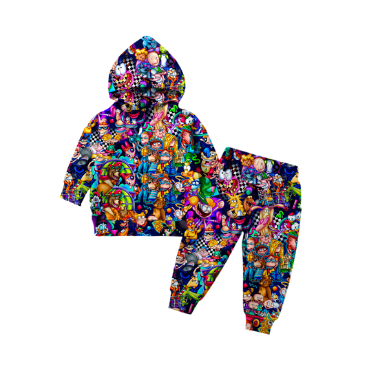 “ 90’s Cartoon Studio “ French Terry Bamboo Long Sleeve Hoodie Jogger Set