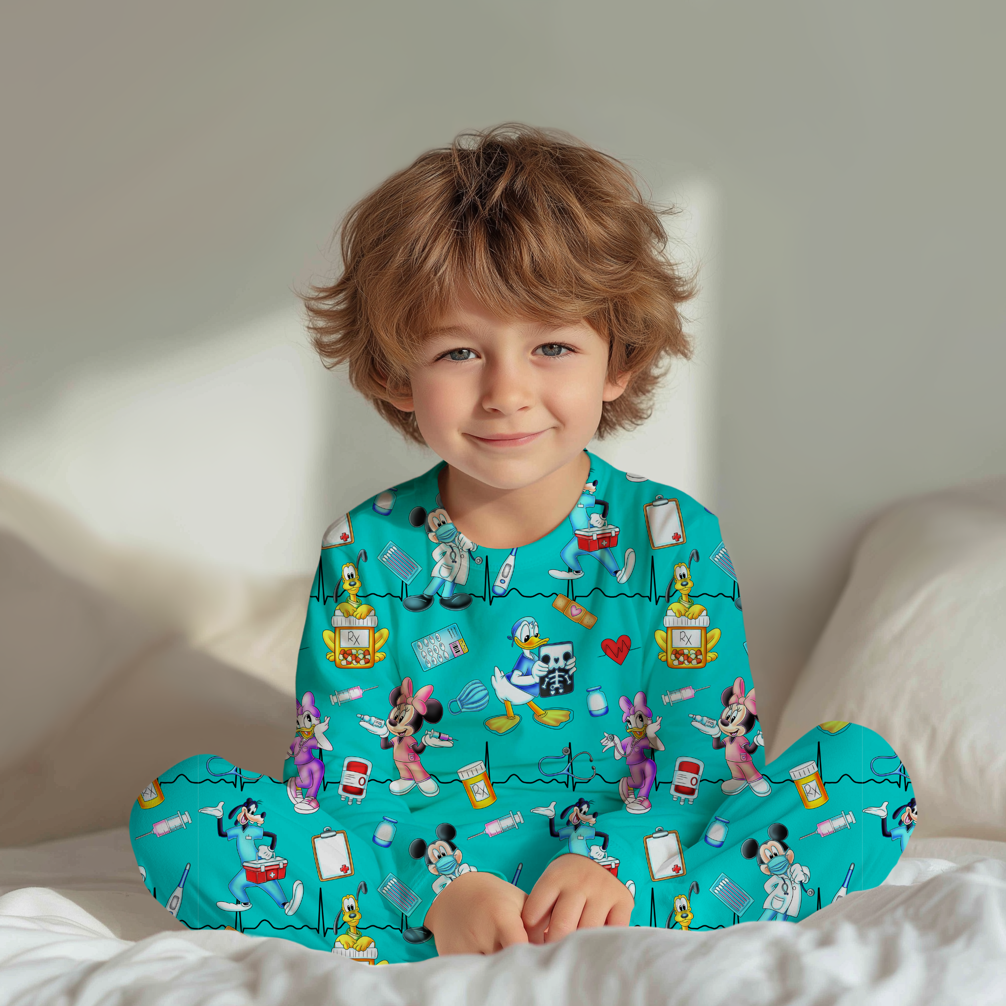 Mini’s Medical Team Long Sleeve Pants Bamboo Set WITH FEET GRIPS