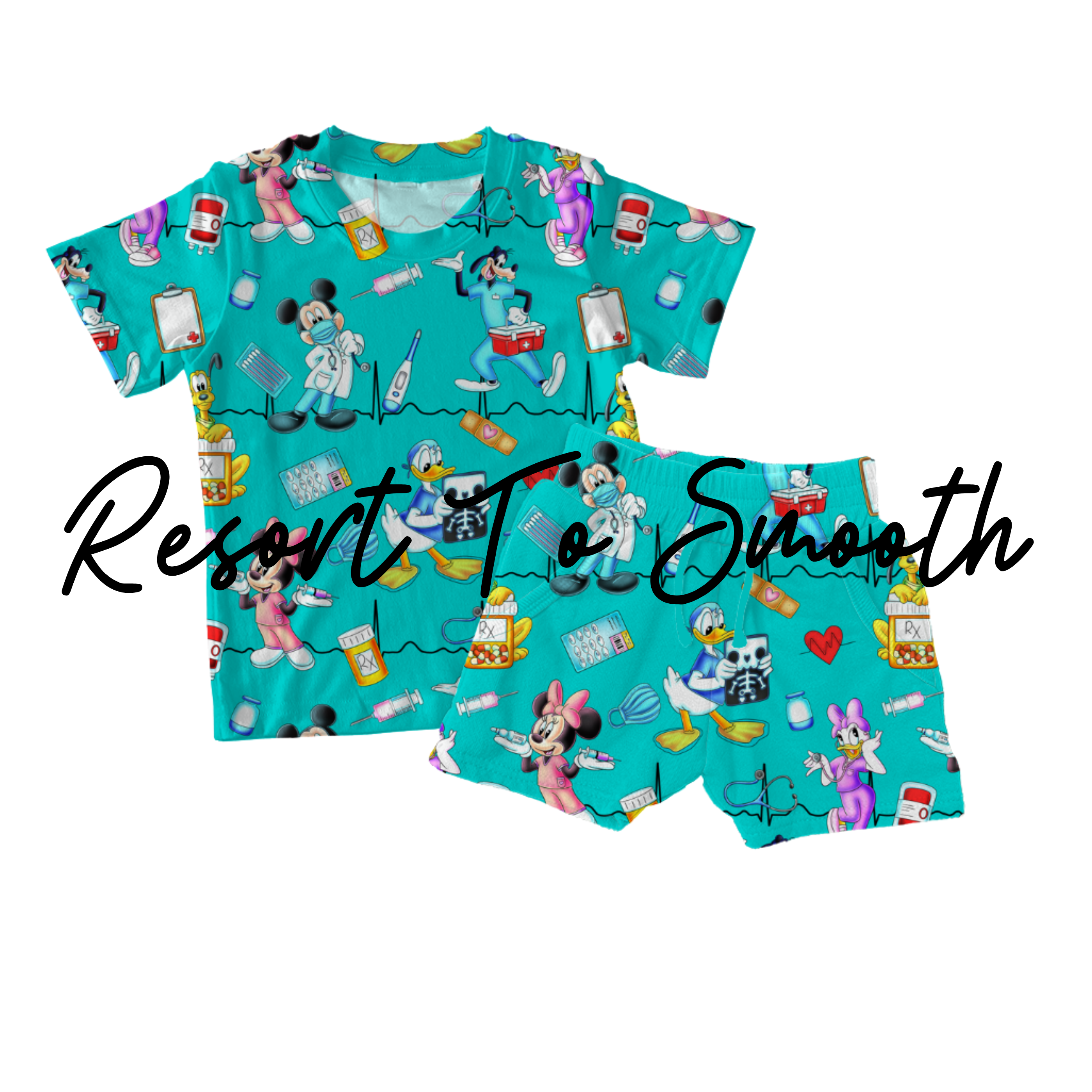 Mini’s Medical Team Short Sleeve Pocket Tee With Daywear Shorts Set